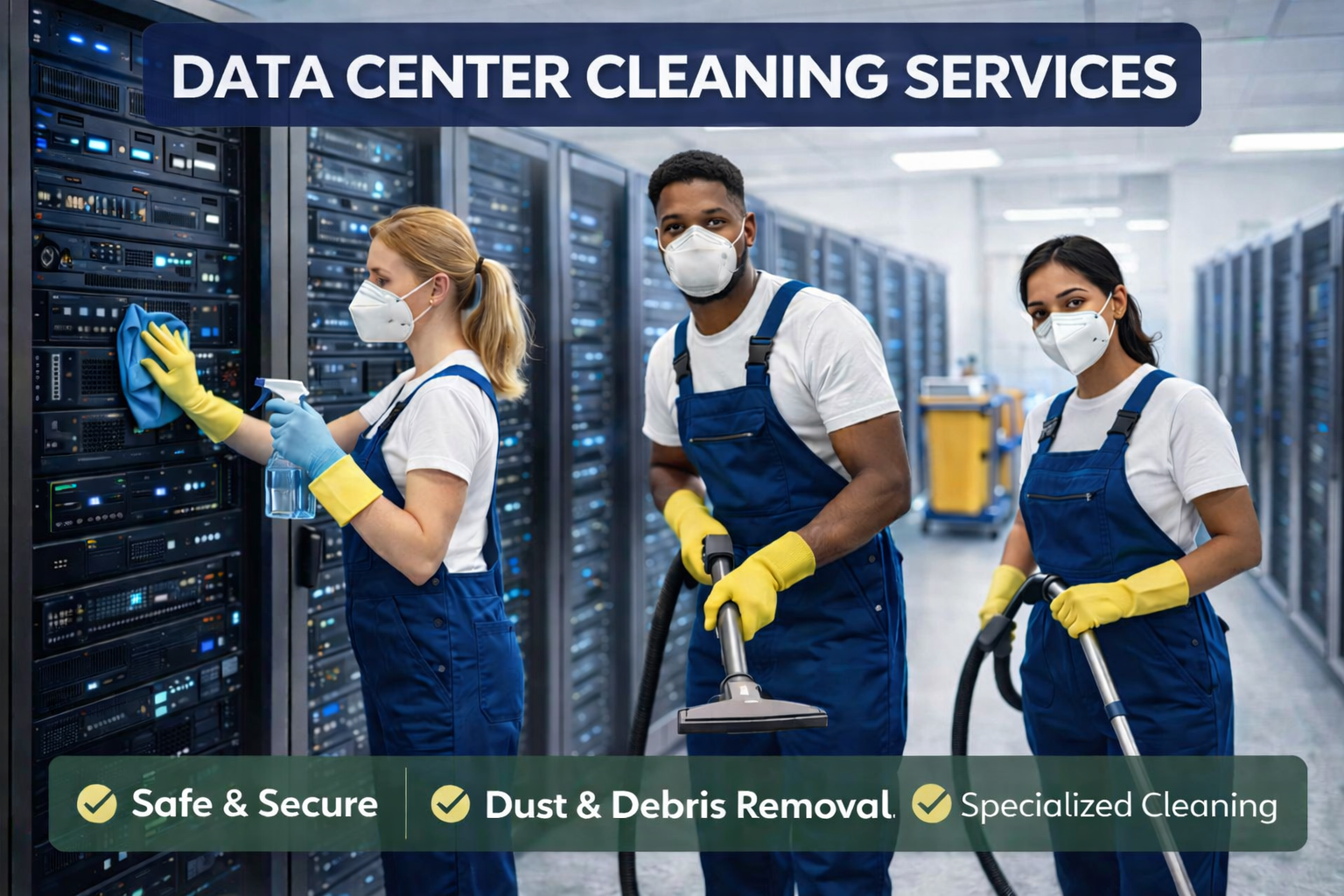 Professional data center cleaning team — safe, secure dust and debris removal St. Louis Missouri